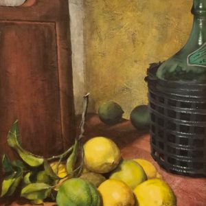 Limones y damajuana / Acrylic on canvas / 18.8 x 24.4 inch