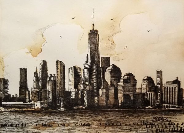 MANHATTAN VIEW FROM HOBOKEN - Size: 7 x 5 inches.